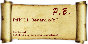 Péli Bereniké névjegykártya